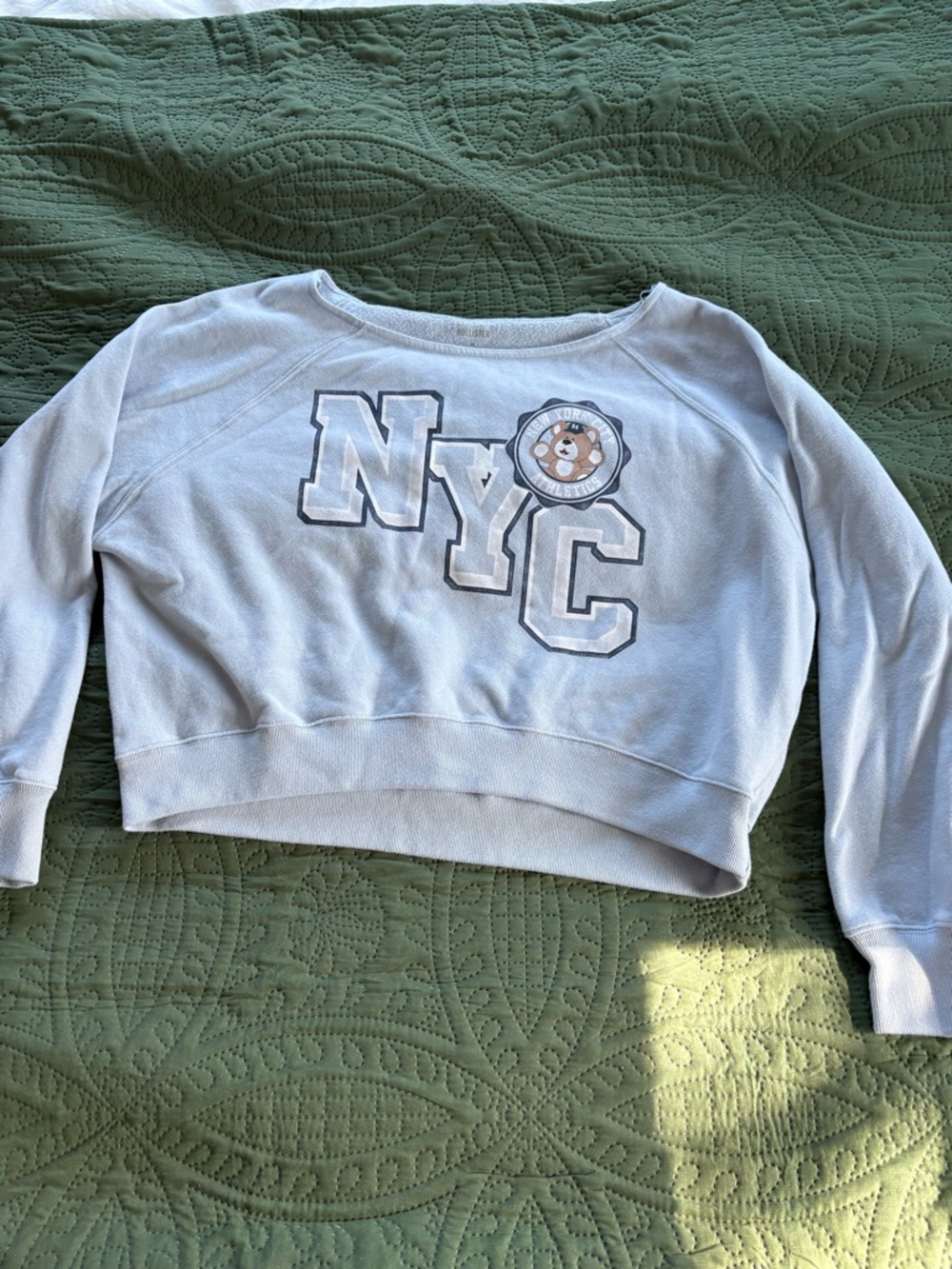 Hollister Light Blue NYC Cropped Sweatshirt